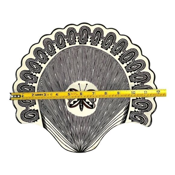 Signed H.B. Garcia Acoma Pueblo Pottery Butterfly Fan Serving Plate 12X11 READ - Picture 6 of 7